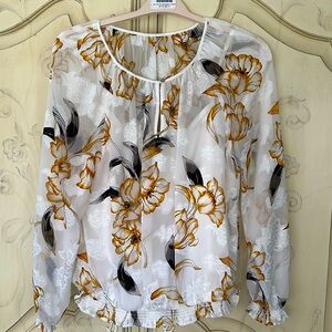 Like new WHBM cream black and gold blouse. Size 16